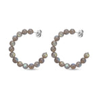 Labradorit Creolen, Edelstahl ca. 70.00 ct