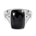 Schwarzer Turmalin und weißer Zirkon Ring, 925 Silber platiniert (Größe 17.00) ca. 7.28 ct