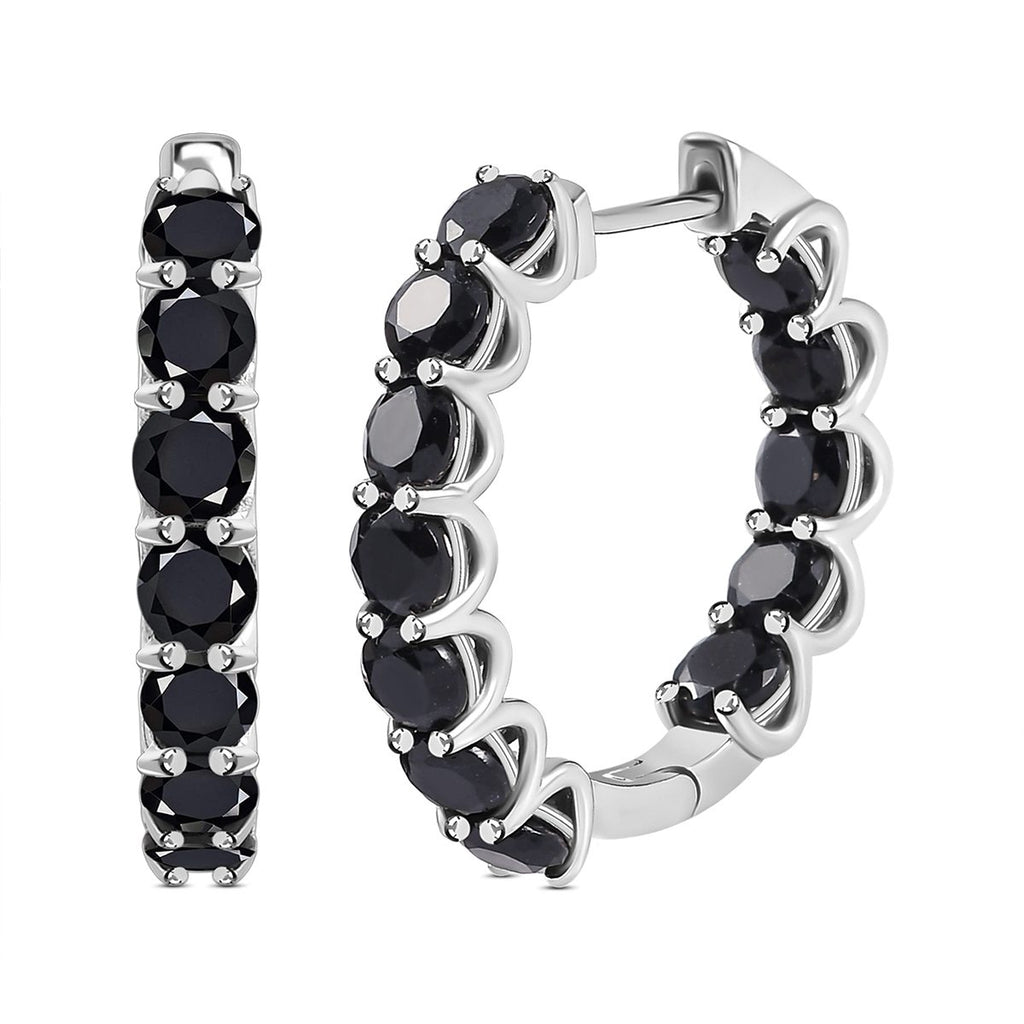 Schwarze Turmalin Creolen, 925 Silber platiniert ca. 7,22 ct