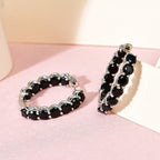 Schwarze Turmalin Creolen, 925 Silber platiniert ca. 7,22 ct