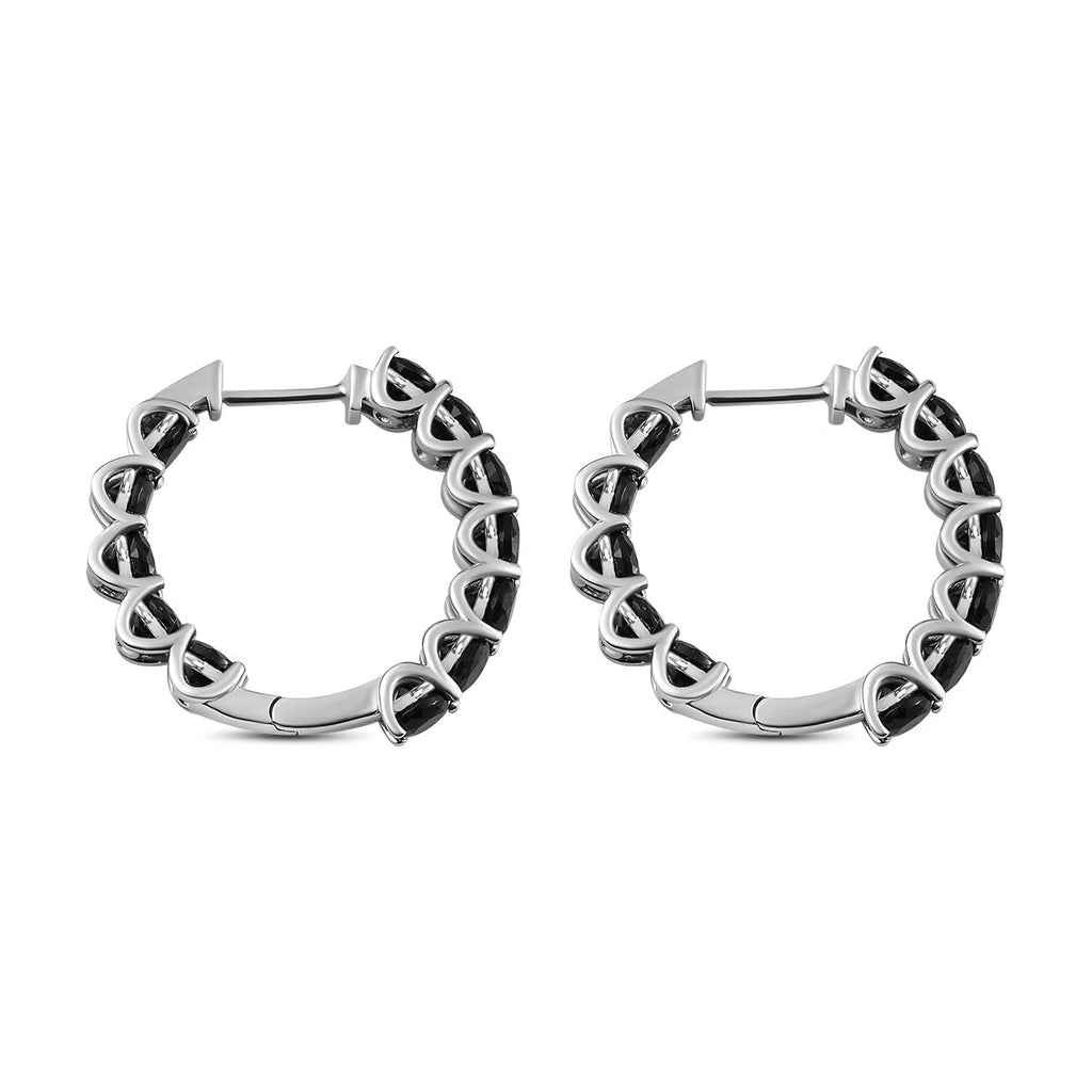 Schwarze Turmalin Creolen, 925 Silber platiniert ca. 7,22 ct