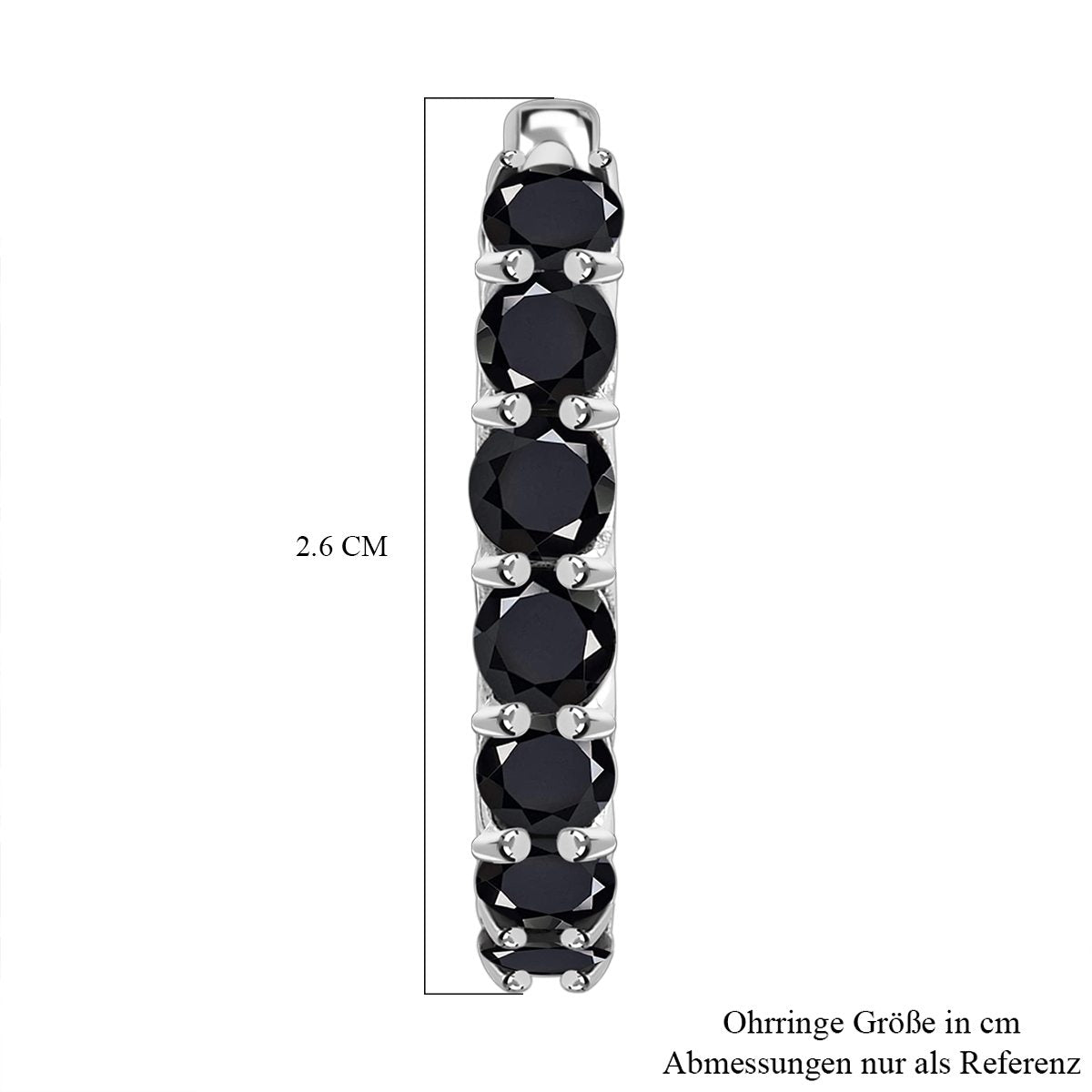 Schwarze Turmalin Creolen, 925 Silber platiniert ca. 7,22 ct