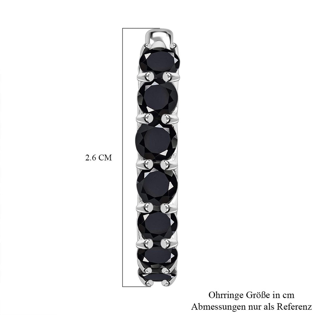 Schwarze Turmalin Creolen, 925 Silber platiniert ca. 7,22 ct