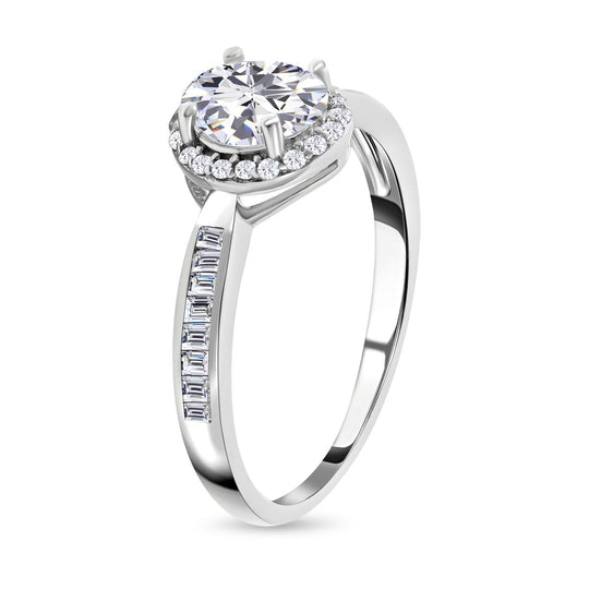 Lustro Stella - Weißer Zirkonia-Ring, 925 Silber rhodiniert ca. 0.91 ct