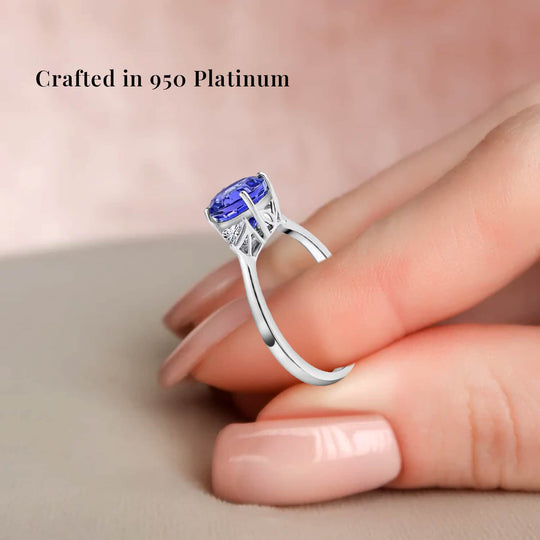 Rhapsody AAAA Tansanit, Weißer DiamantAGI zertifiziert Ringe 950 Platin (Größe 17.00) ca. 2.10 ct
