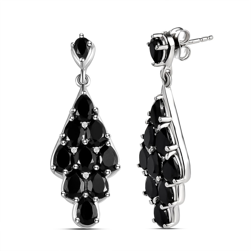 Schwarze Spinell Ohrringe, 925 Silber platiniert ca. 11,75 ct