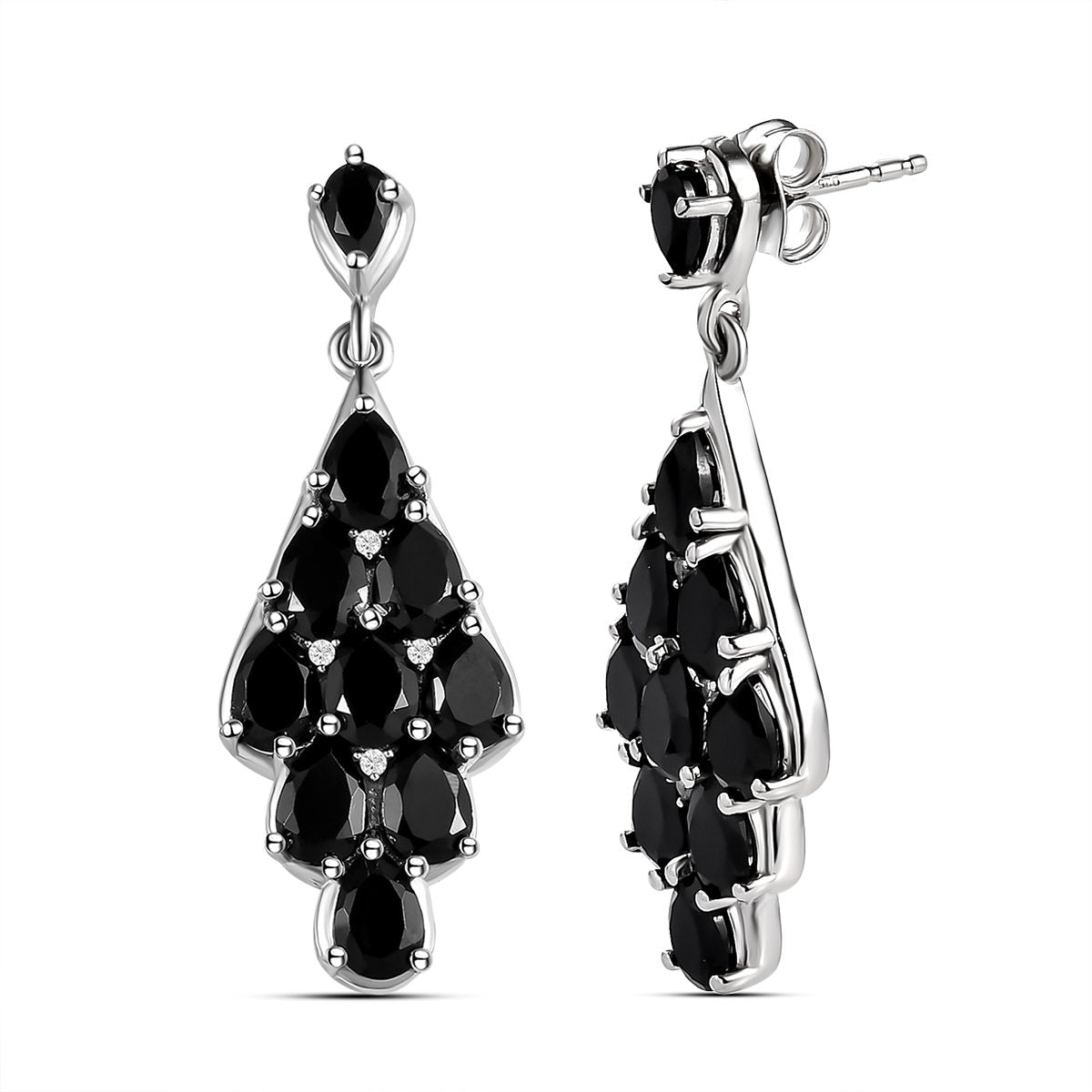 Schwarze Spinell Ohrringe, 925 Silber platiniert ca. 11,75 ct