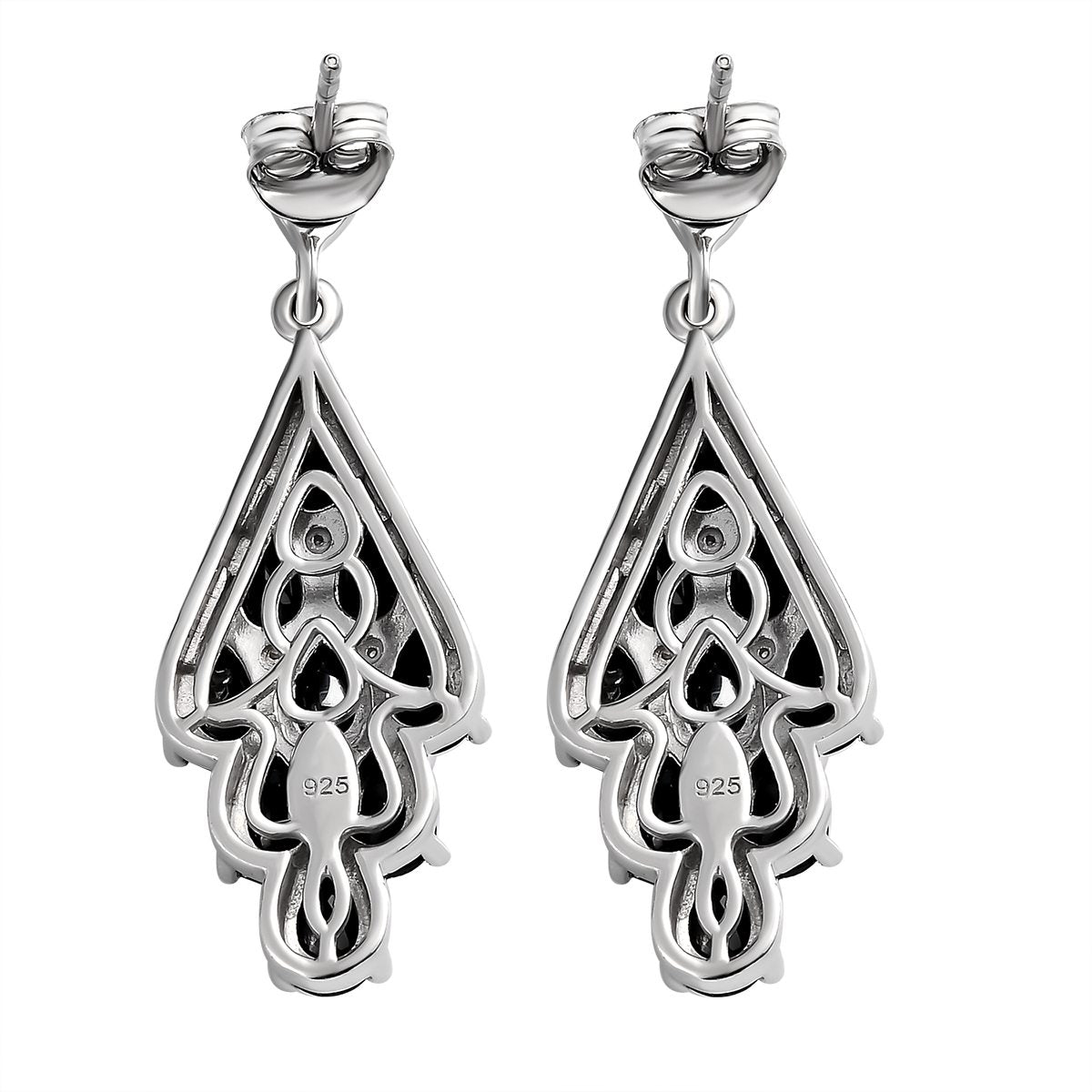 Schwarze Spinell Ohrringe, 925 Silber platiniert ca. 11,75 ct
