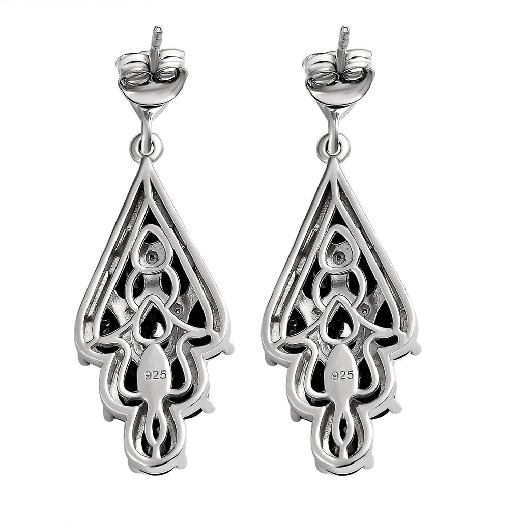 Schwarze Spinell Ohrringe, 925 Silber platiniert ca. 11,75 ct
