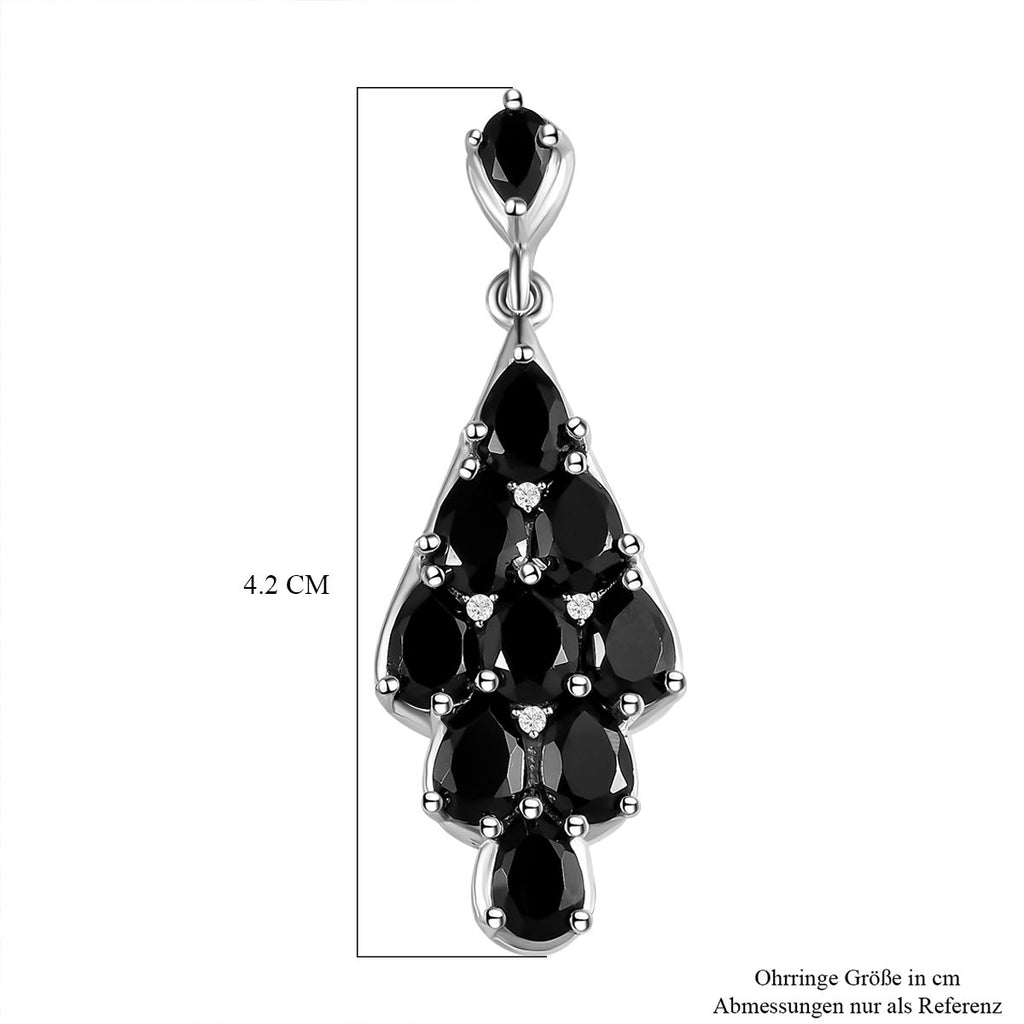 Schwarze Spinell Ohrringe, 925 Silber platiniert ca. 11,75 ct