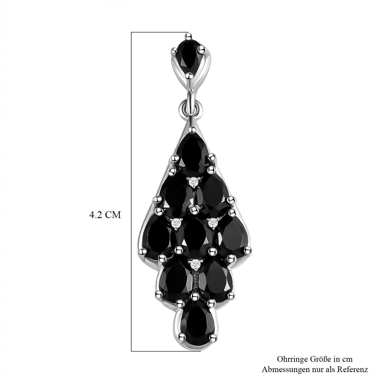Schwarze Spinell Ohrringe, 925 Silber platiniert ca. 11,75 ct