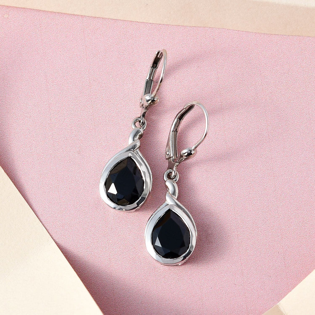 Schwarze Spinell Ohrringe, 925 Silber platiniert ca. 5.65 ct