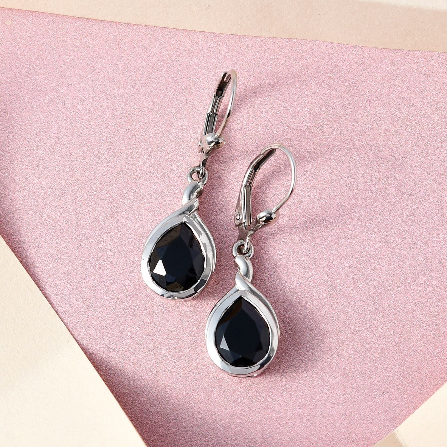 Schwarze Spinell Ohrringe, 925 Silber platiniert ca. 5.65 ct