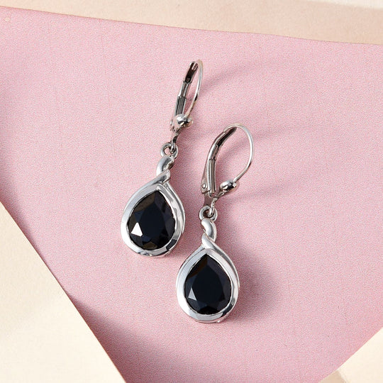 Schwarze Spinell Ohrringe, 925 Silber platiniert ca. 5.65 ct