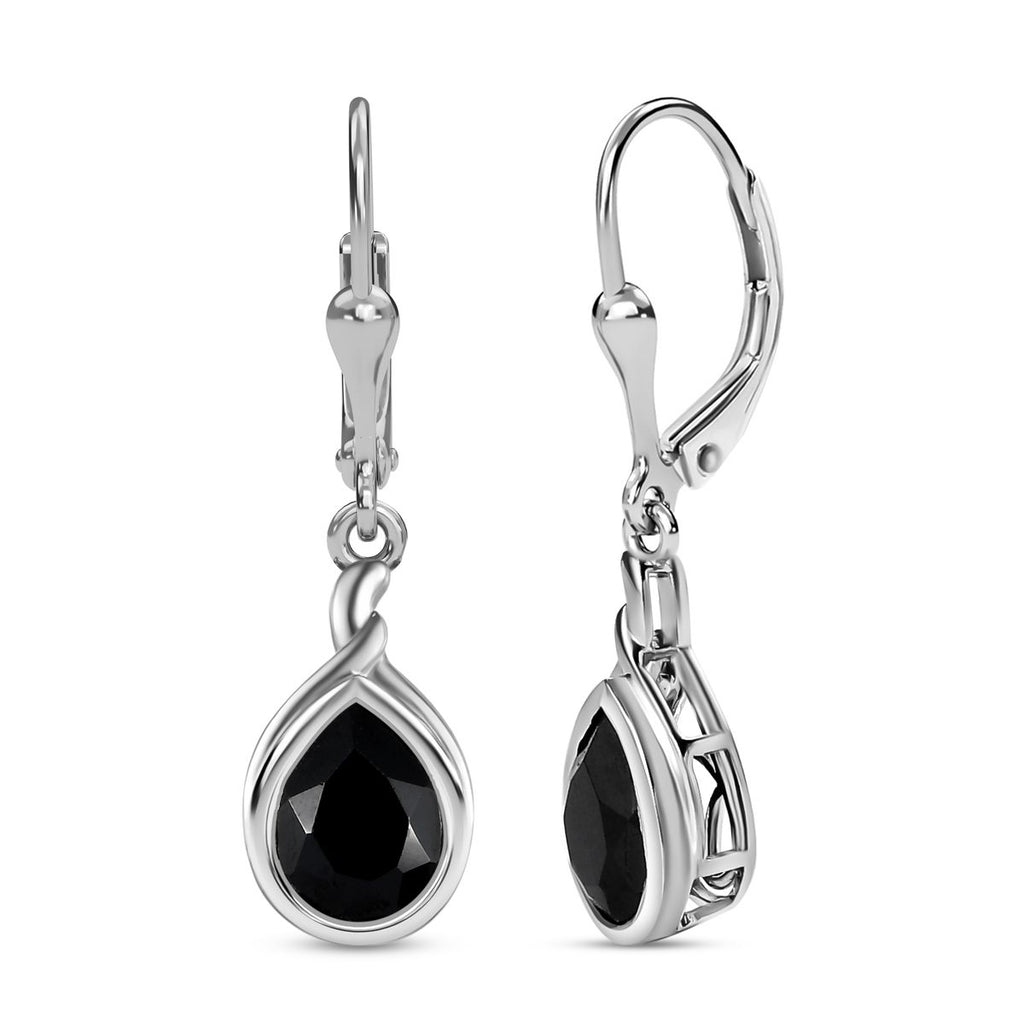 Schwarze Spinell Ohrringe, 925 Silber platiniert ca. 5.65 ct