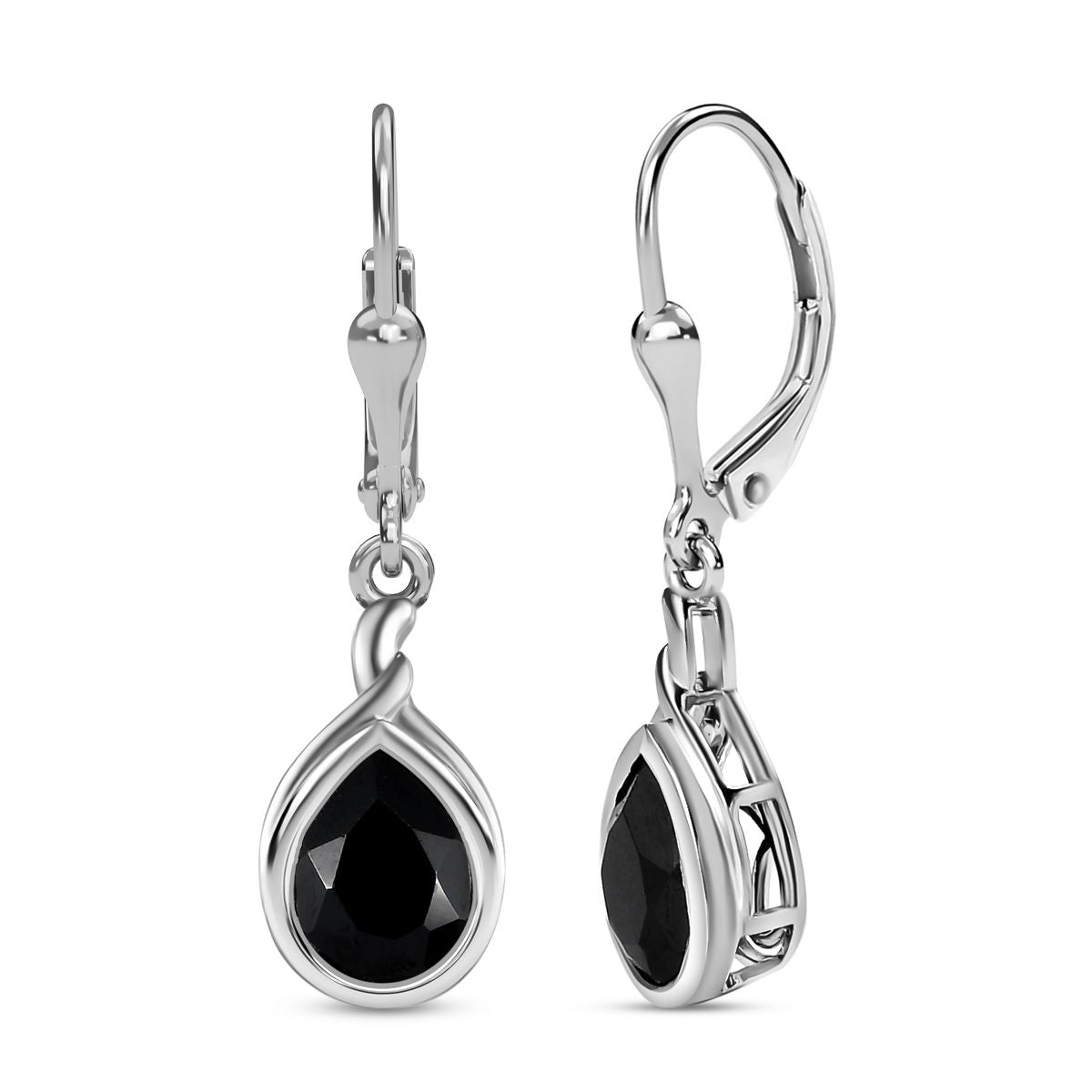 Schwarze Spinell Ohrringe, 925 Silber platiniert ca. 5.65 ct