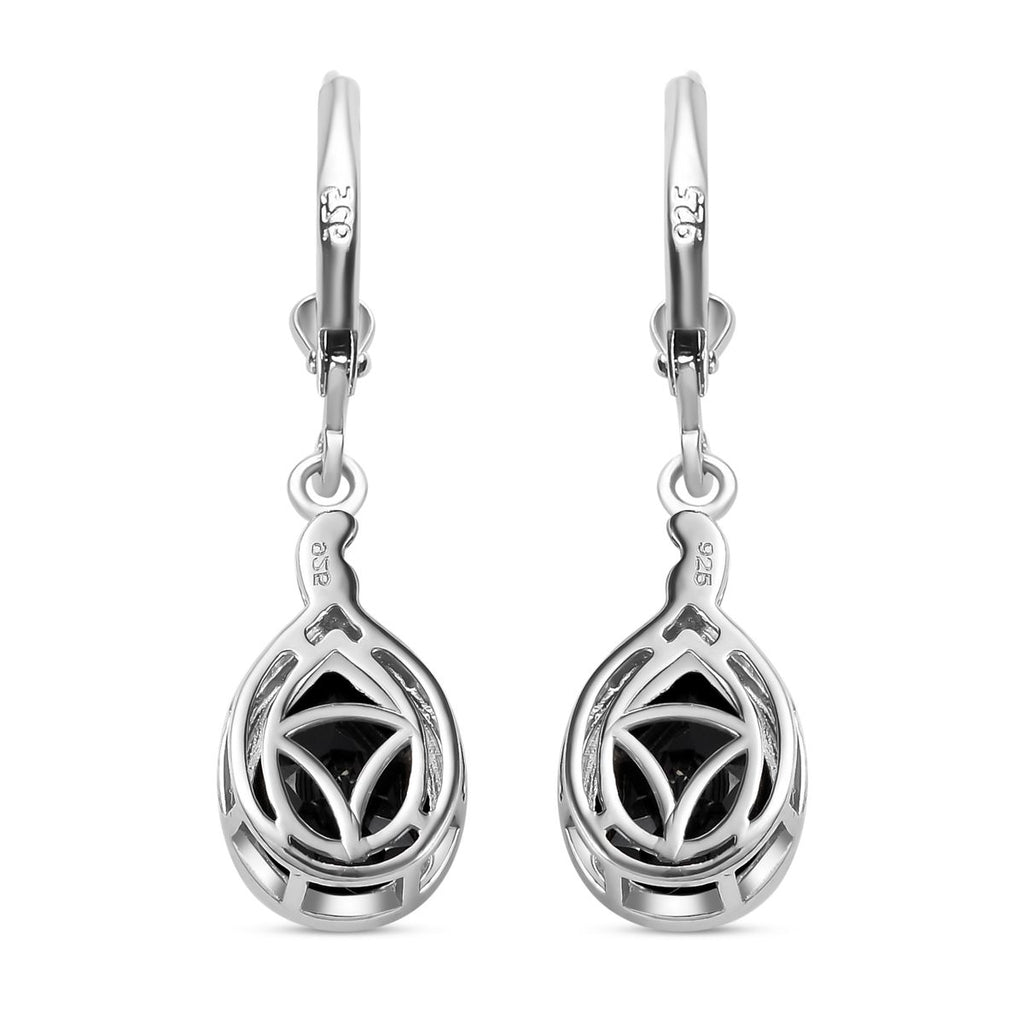 Schwarze Spinell Ohrringe, 925 Silber platiniert ca. 5.65 ct