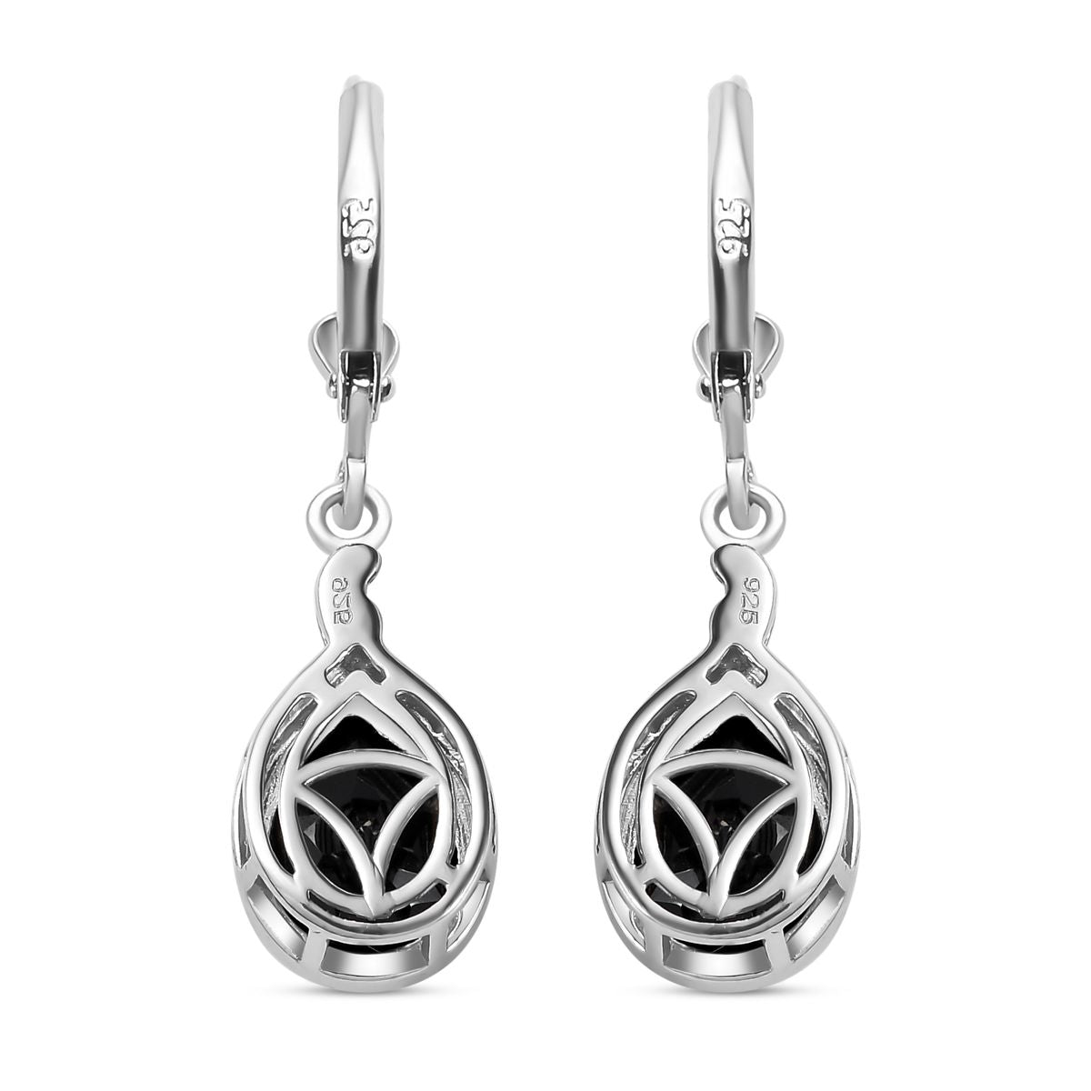 Schwarze Spinell Ohrringe, 925 Silber platiniert ca. 5.65 ct