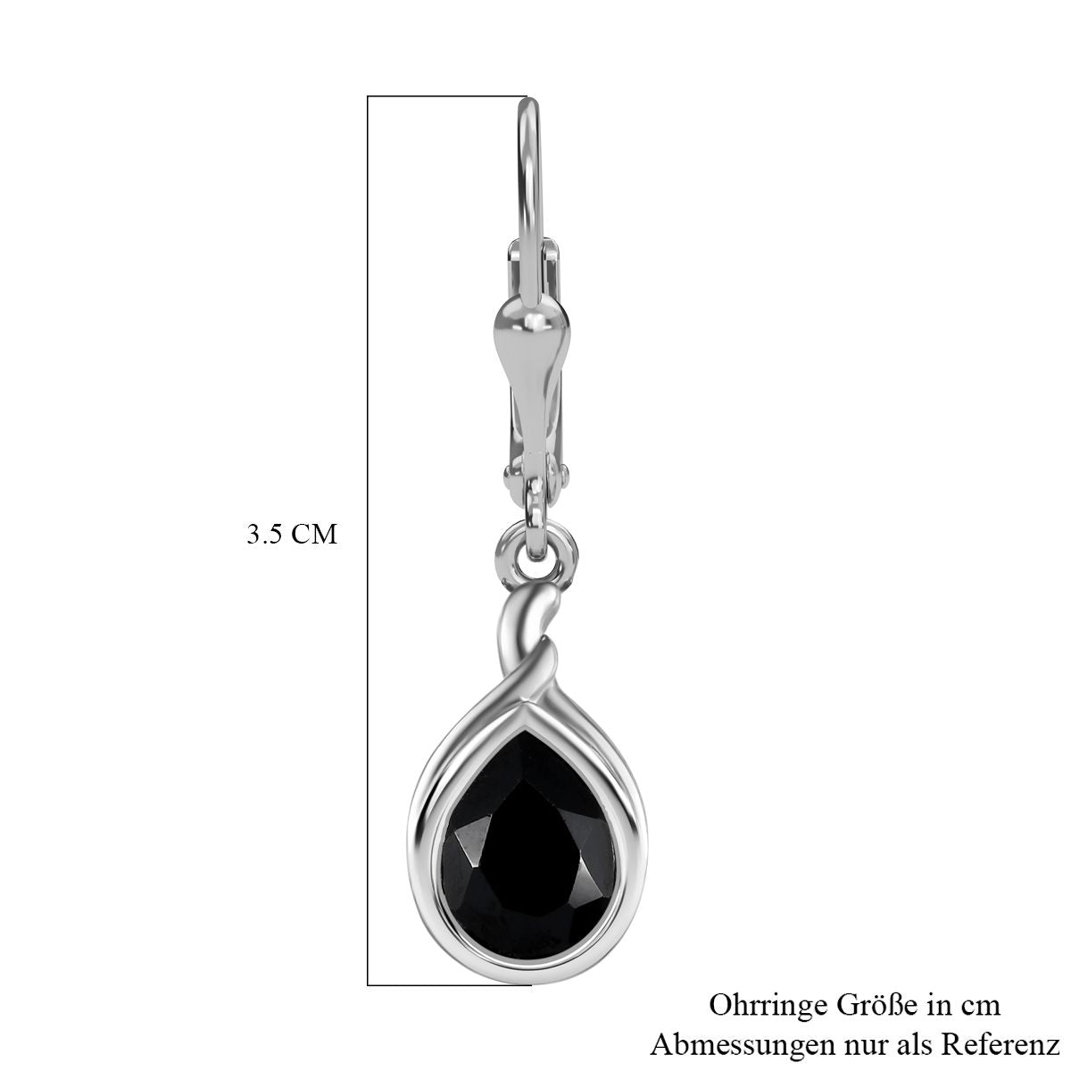 Schwarze Spinell Ohrringe, 925 Silber platiniert ca. 5.65 ct