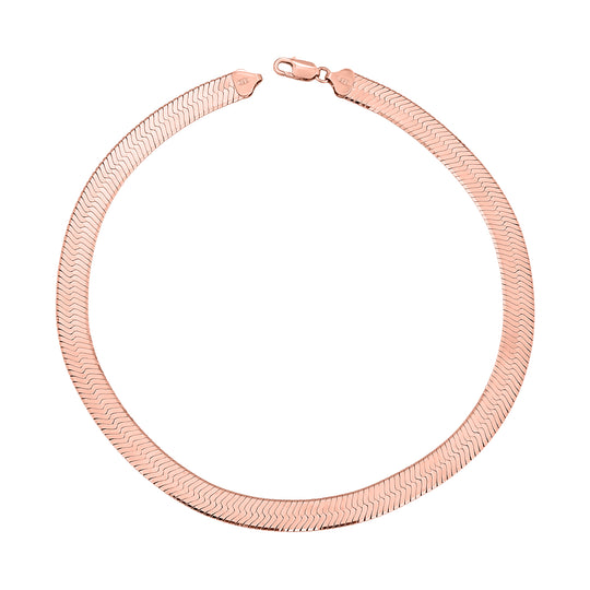 Italienisches Fischgrät-Collier, ca. 45 cm, 925 Silber rosévergoldet ca. 42,40g