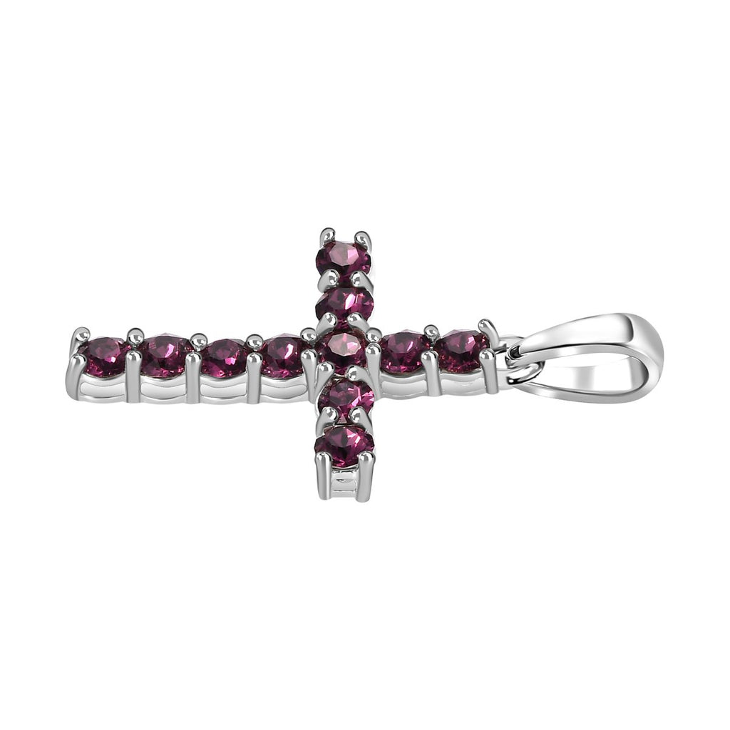 Violetter Kristall-Kreuzanhänger, 925 Silber ca. 0.81 ct