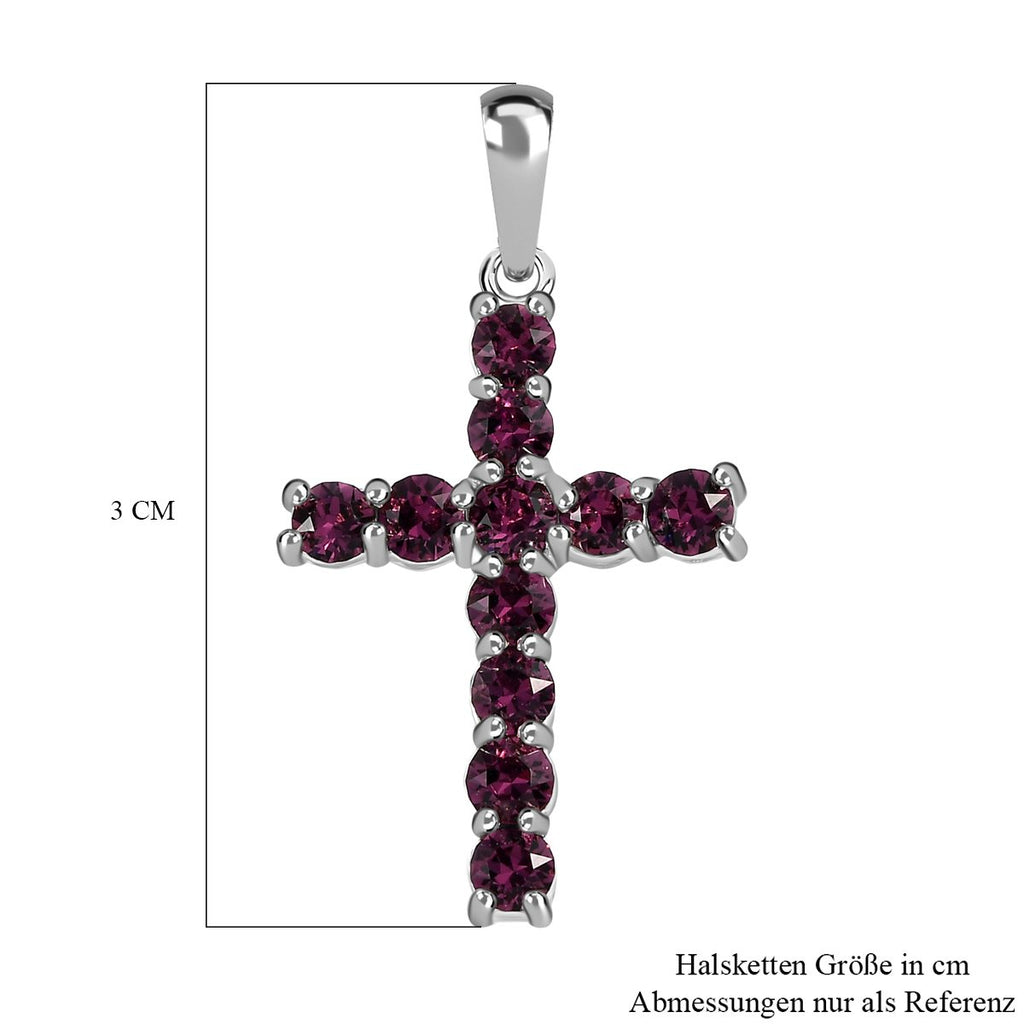 Violetter Kristall-Kreuzanhänger, 925 Silber ca. 0.81 ct