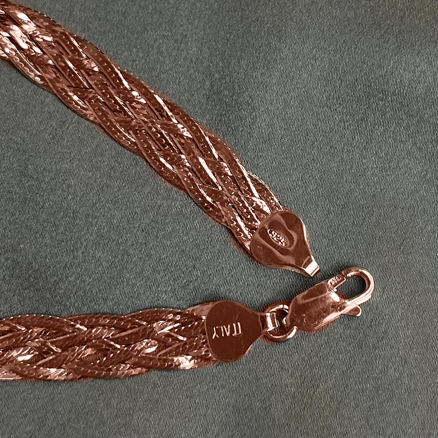 Italienisches Armband, ca. 19 cm, 925 Silber rosévergoldet
