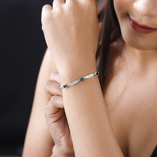 London Blau Topas Armband, ca. 19 cm, 925 Silber platiniert ca. 4.32 ct
