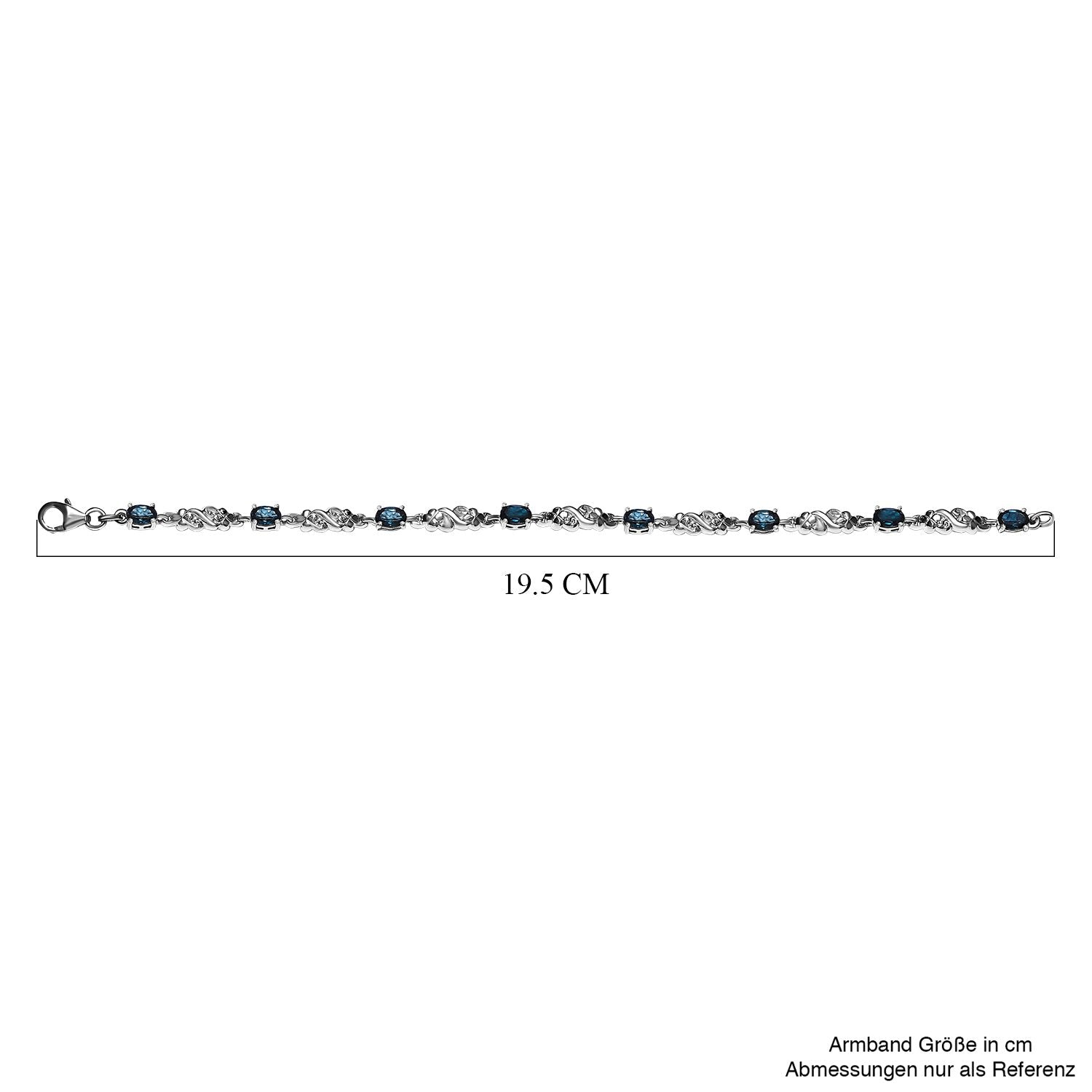 London Blau Topas Armband, ca. 19 cm, 925 Silber platiniert ca. 4.32 ct