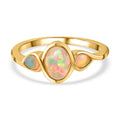 Natürlicher, äthiopischer Welo Opal Ring, 925 Silber vergoldet (Größe 17.00) ca. 0.75 ct
