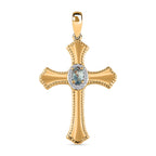 Alexandrit und weißer Zirkon Kreuz-Anhänger, 925 Silber Gelbgold Vermeil, ca. 0.36 ct