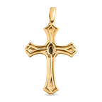 Alexandrit und weißer Zirkon Kreuz-Anhänger, 925 Silber Gelbgold Vermeil, ca. 0.36 ct