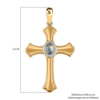 Alexandrit und weißer Zirkon Kreuz-Anhänger, 925 Silber Gelbgold Vermeil, ca. 0.36 ct