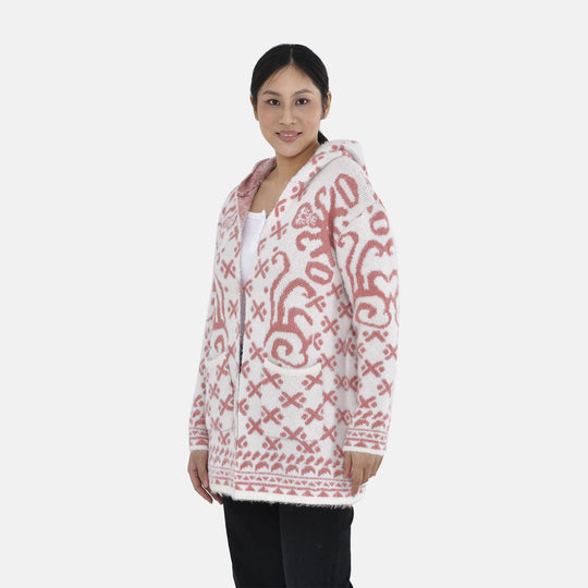 Kuschelweicher, geschmeidiger Cardigan mit Kapuze und zwei Taschen, 110x82 cm, dunkelrosa