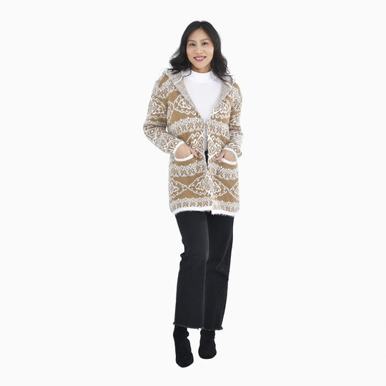 Kuschelweicher, geschmeidiger Cardigan mit Kapuze und zwei Taschen, 110x82 cm, dunkelrosa