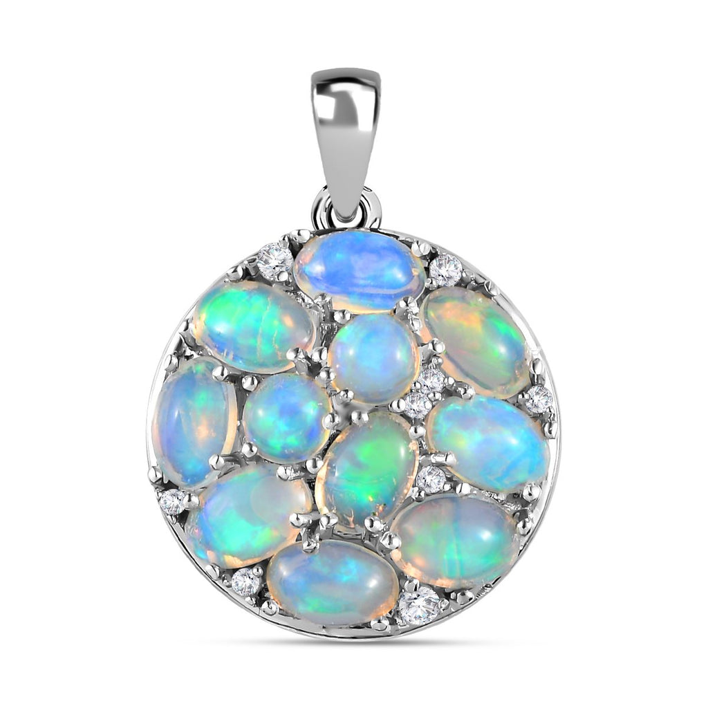 Natürlicher, äthiopischer Welo Opal Anhänger, 925 Silber platiniert ca. 3.43 ct