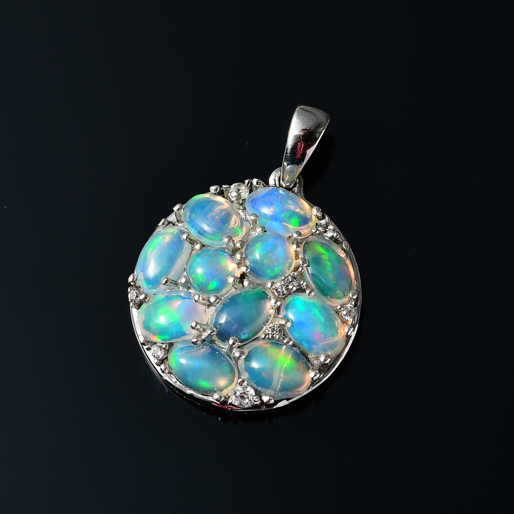 Natürlicher, äthiopischer Welo Opal Anhänger, 925 Silber platiniert ca. 3.43 ct