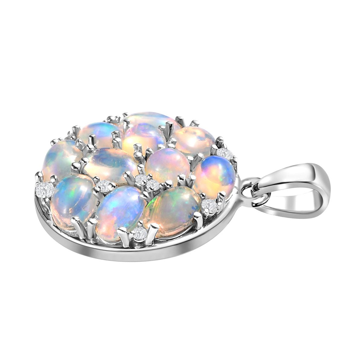 Natürlicher, äthiopischer Welo Opal Anhänger, 925 Silber platiniert ca. 3.43 ct