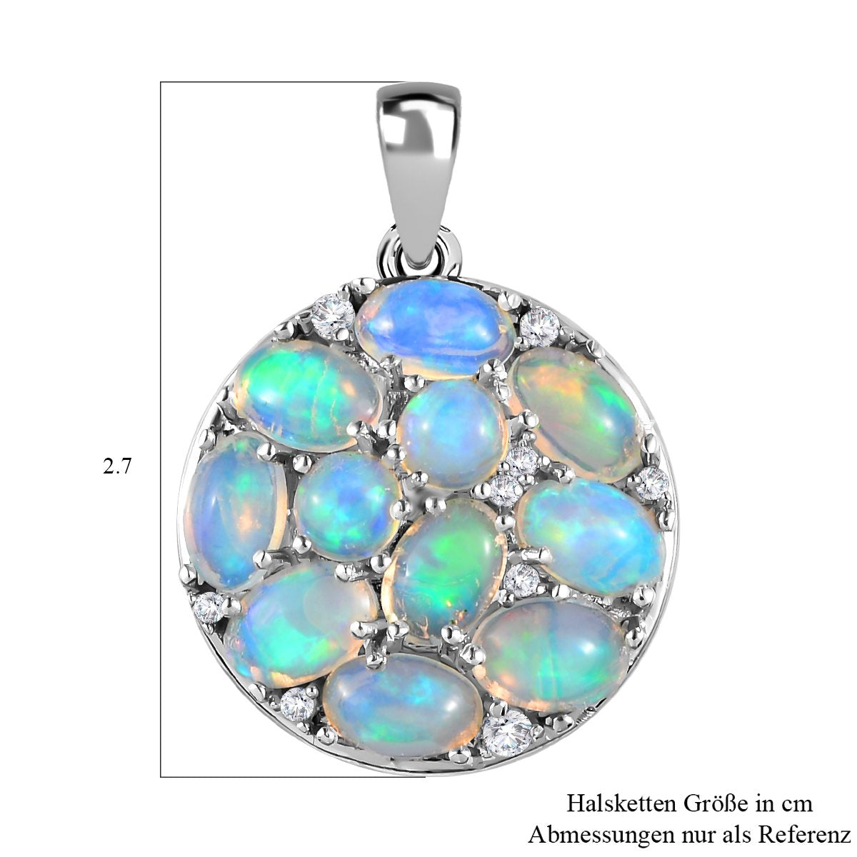 Natürlicher, äthiopischer Welo Opal Anhänger, 925 Silber platiniert ca. 3.43 ct