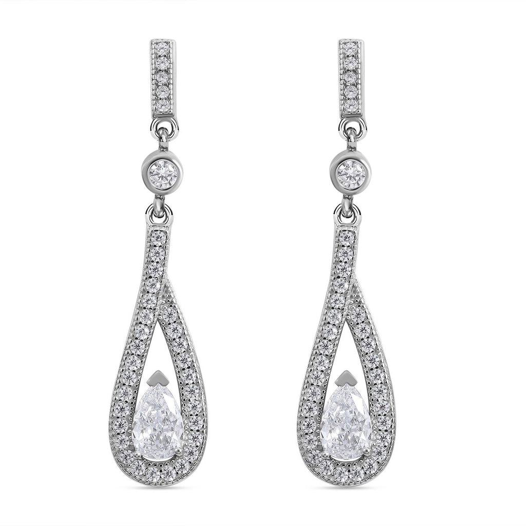 Lustro Stella - Weiße Zirkonia Ohrringe, 925 Silber platiniert ca. 2.17 ct