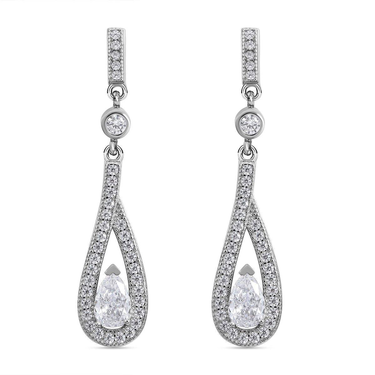 Lustro Stella - Weiße Zirkonia Ohrringe, 925 Silber platiniert ca. 2.17 ct