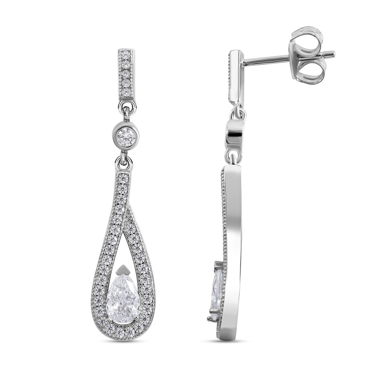 Lustro Stella - Weiße Zirkonia Ohrringe, 925 Silber platiniert ca. 2.17 ct