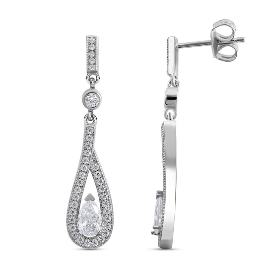 Lustro Stella - Weiße Zirkonia Ohrringe, 925 Silber platiniert ca. 2.17 ct