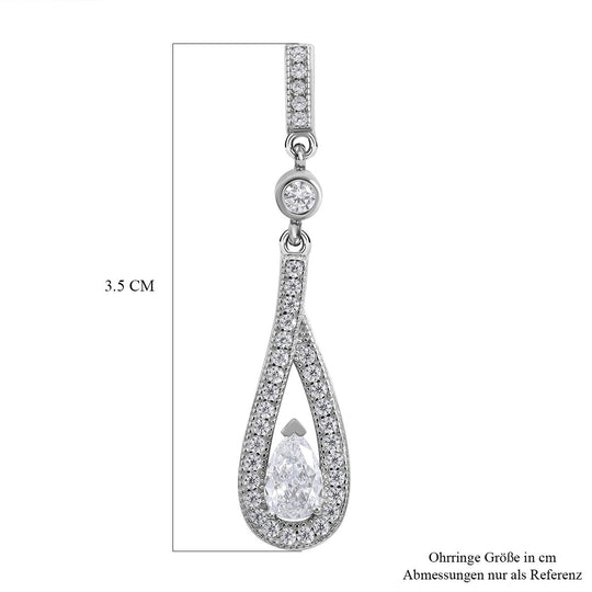 Lustro Stella - Weiße Zirkonia Ohrringe, 925 Silber platiniert ca. 2.17 ct