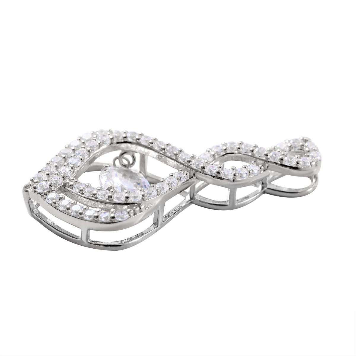 Lustro Stella - Weißer Zirkonia Anhänger, 925 Silber platiniert ca. 1.48 ct