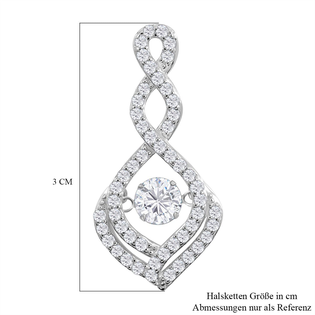 Lustro Stella - Weißer Zirkonia Anhänger, 925 Silber platiniert ca. 1.48 ct