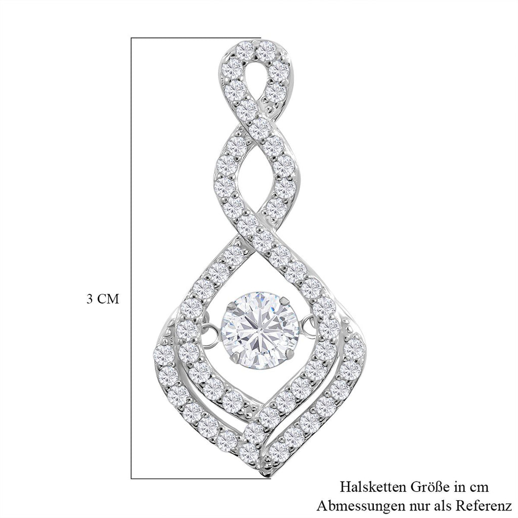 Lustro Stella - Weißer Zirkonia Anhänger, 925 Silber platiniert ca. 1.48 ct