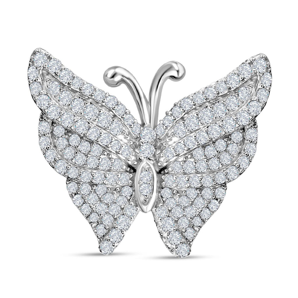 Lustro Stella - Weißer Zirkonia Schmetterlings-Anhänger, 925 Silber platiniert ca. 1.90 ct