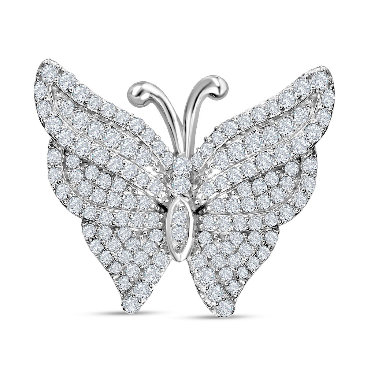 Lustro Stella - Weißer Zirkonia Schmetterlings-Anhänger, 925 Silber platiniert ca. 1.90 ct