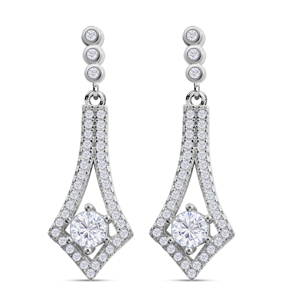 Lustro Stella - Weiße Zirkonia Ohrringe, 925 Silber platiniert ca. 1.60 ct